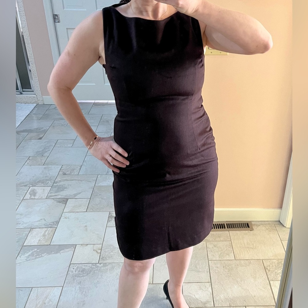 Vintage Bergdorf Goodman /  Mila Schön chocolate boatneck brown sheath dress